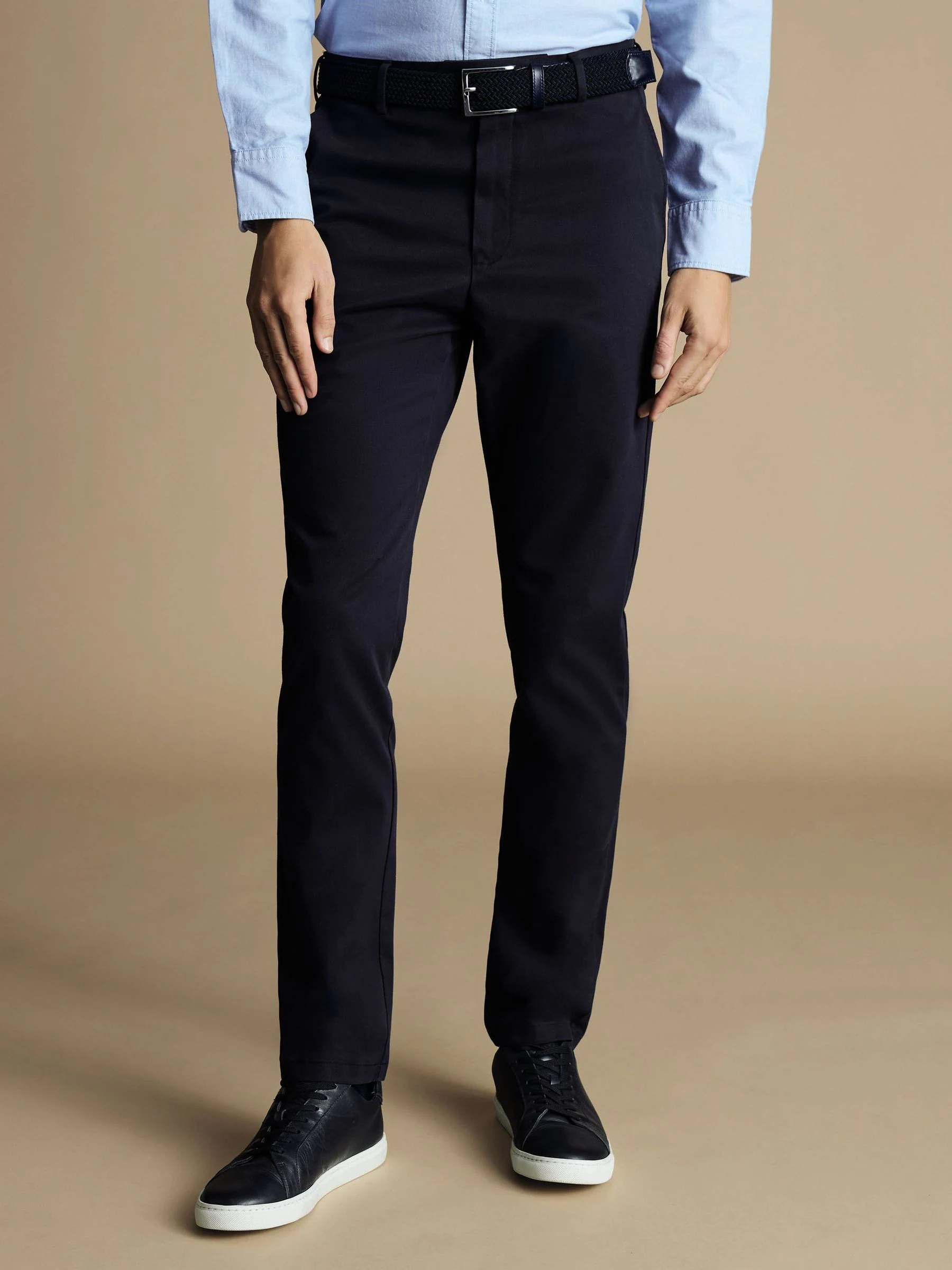 Blauw - Charles Tyrwhitt - Ultimate strijkvrije French chino met klassieke pasvorm