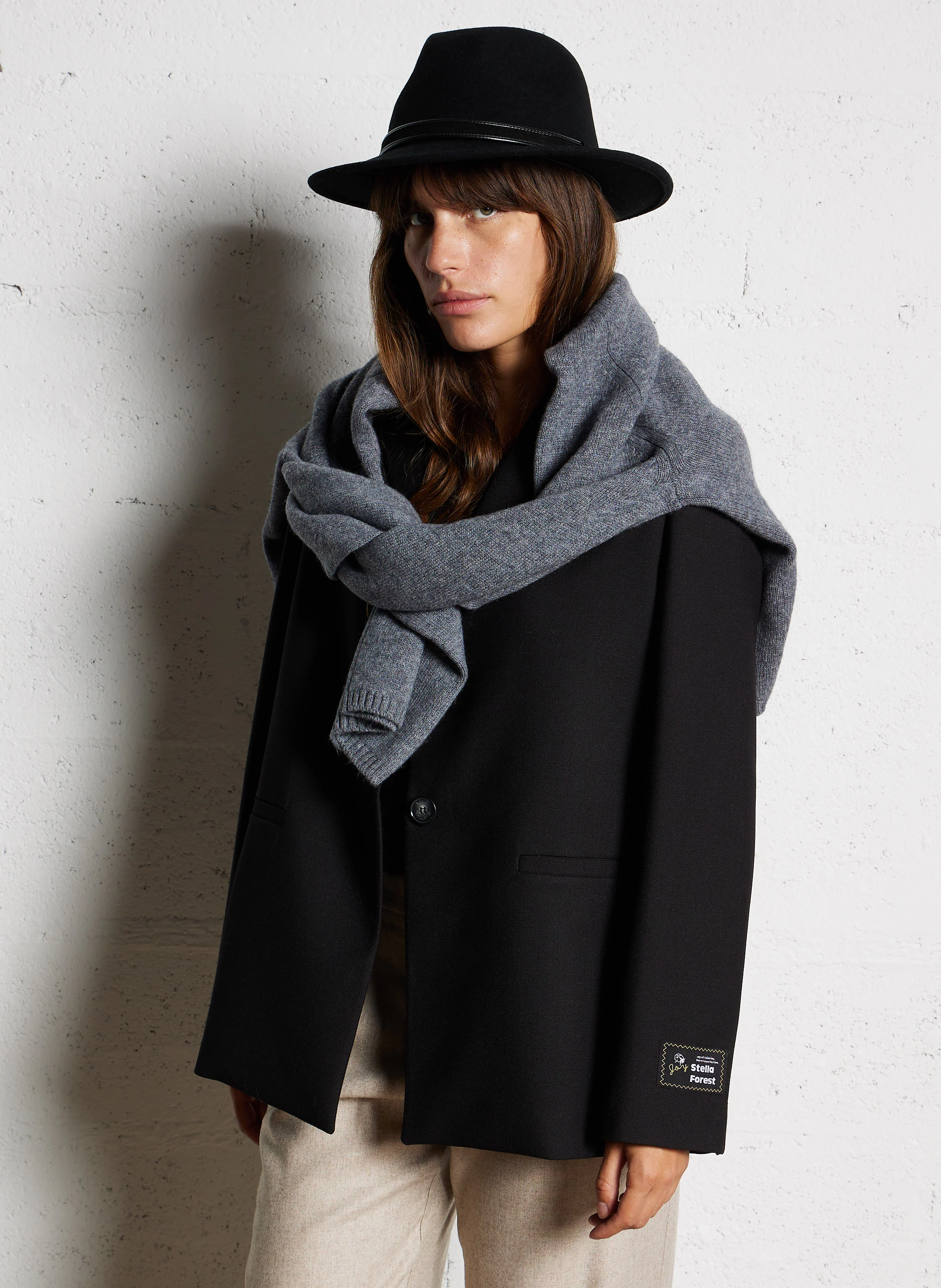 Tee-shirt droit à col V | Gris