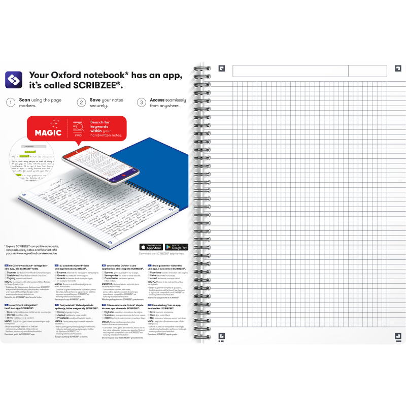 Cahier Oxford Oceanis Integrale 210X297 180P Optik P. Q5/5+Tag Polypro Noir