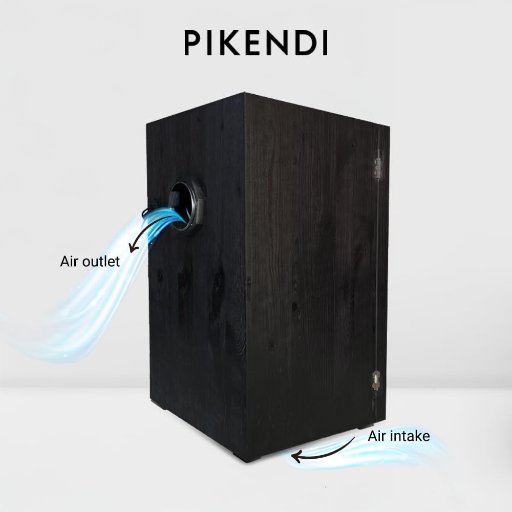 Bonsanto Pikendi Premium Schwarz Mini Grow Box, Komplett Set mit leisem Aktivkohlefilter & 35W LED, Handgefertigter Holzschrank, Kompakte, Geruchsfrei Indoor-Grow Lösung