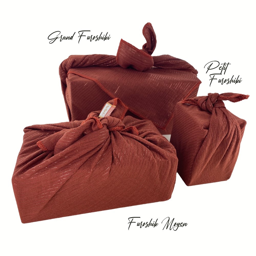 Furoshiki Grand 73 X 73 Cm Gaze Lurex Terracotta