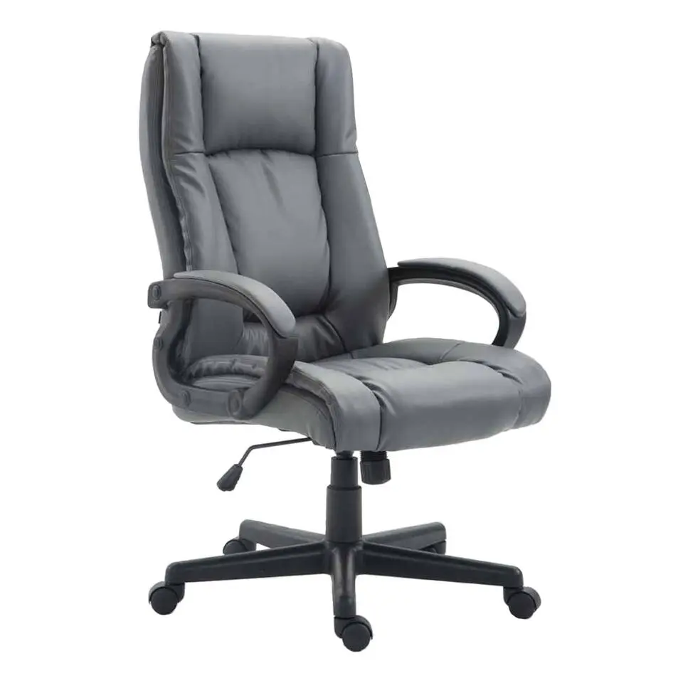 CLP Bureaustoel XL Sparta zwart Frame - Kunstleer - grijs