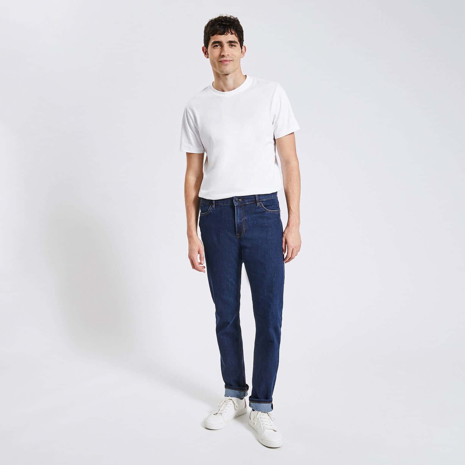 Jean regular en coton et polyester recyclés Bleu