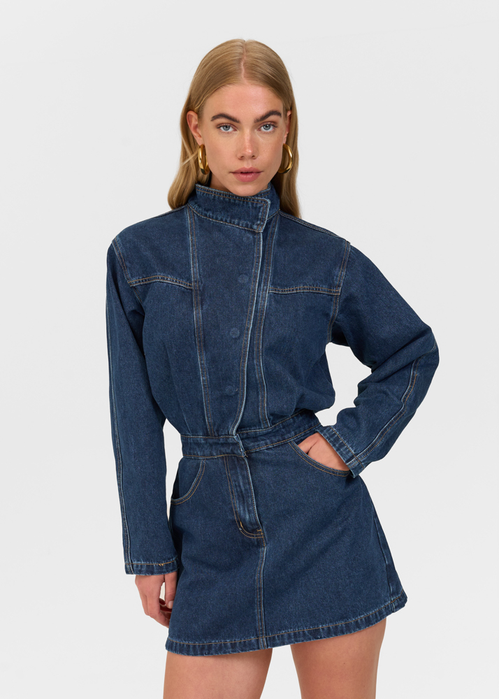 Iconic denim dress indigo blauw