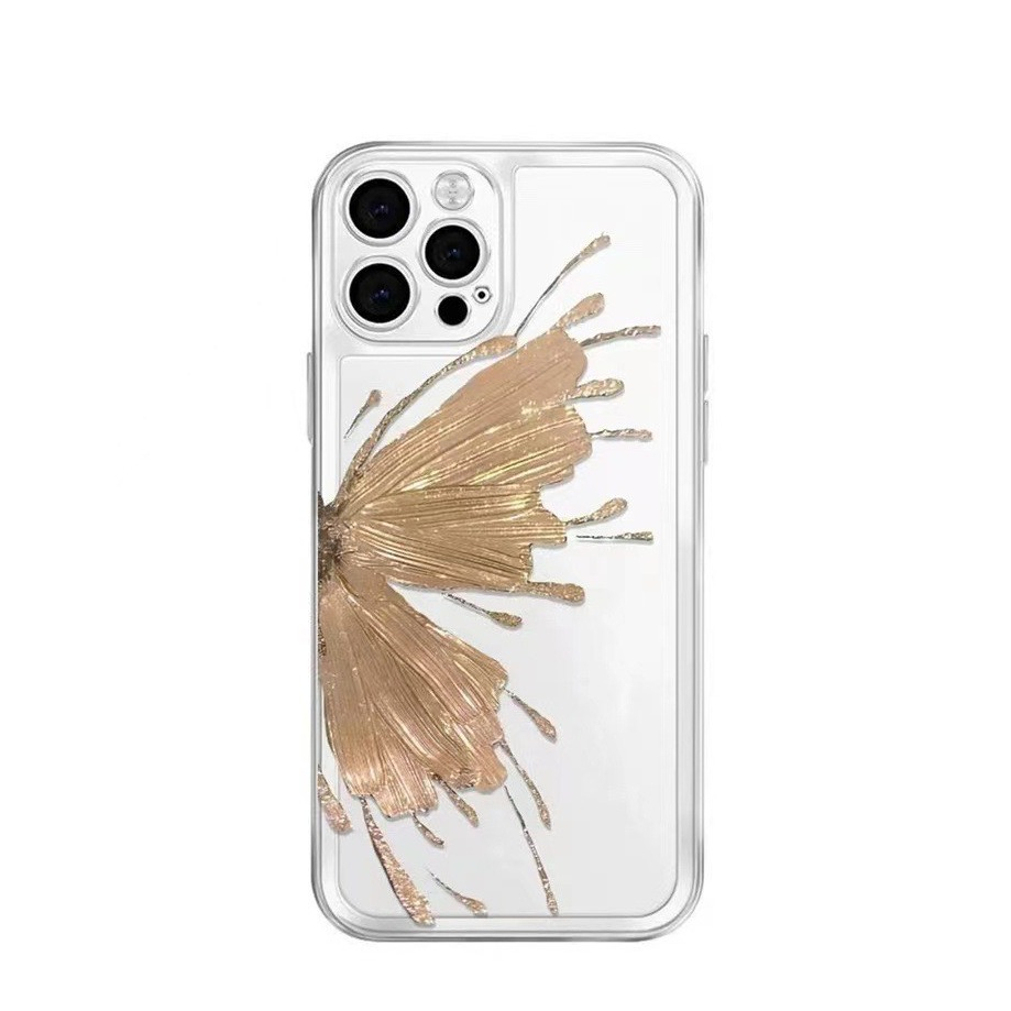 iPhone 16 Gummi Case Schutzhülle mit Kameraschutz - Golden Butterfly