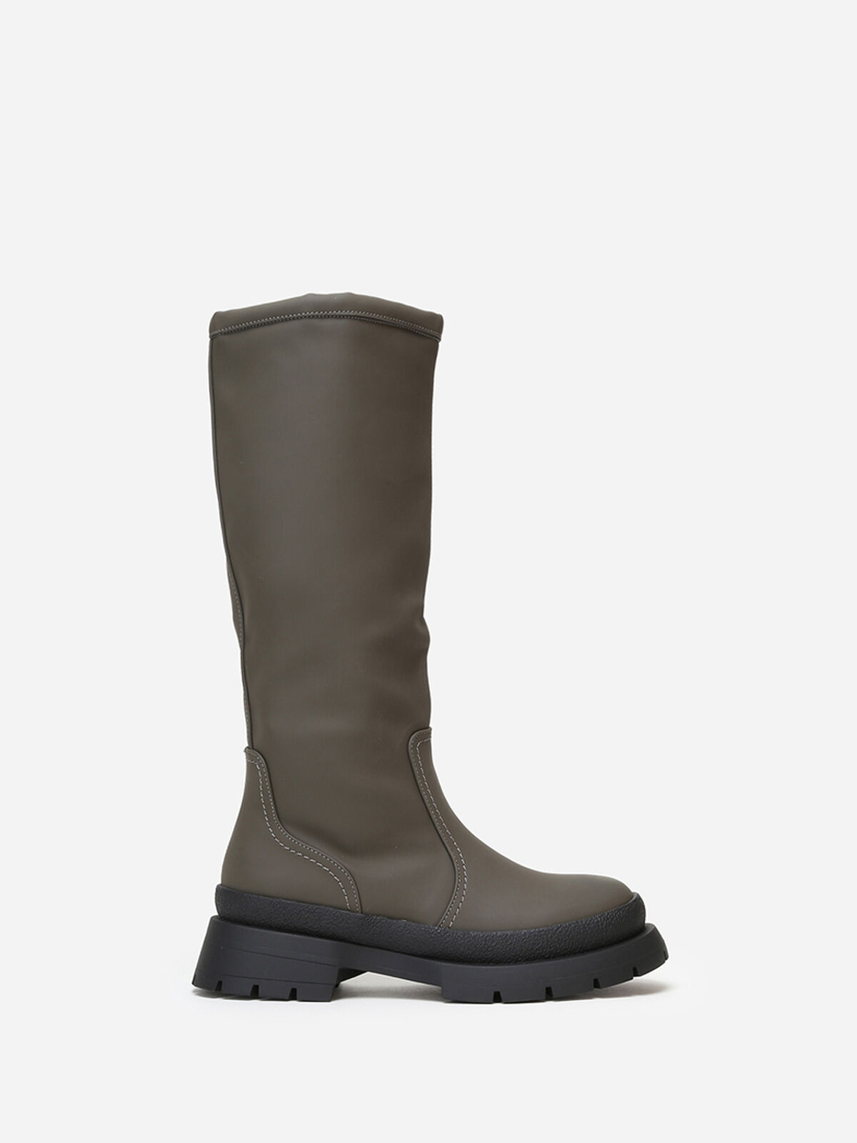 Bottes effet mat à semelle crantée- Gris