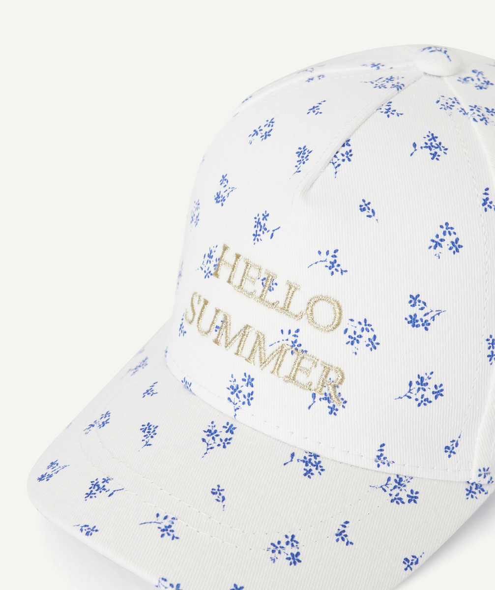 casquette bébé fille blanche imprimé fleuri