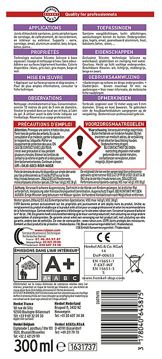 Mastic Rubson ST5 Sanitaire Multi-Usages blanc cartouche 300ml