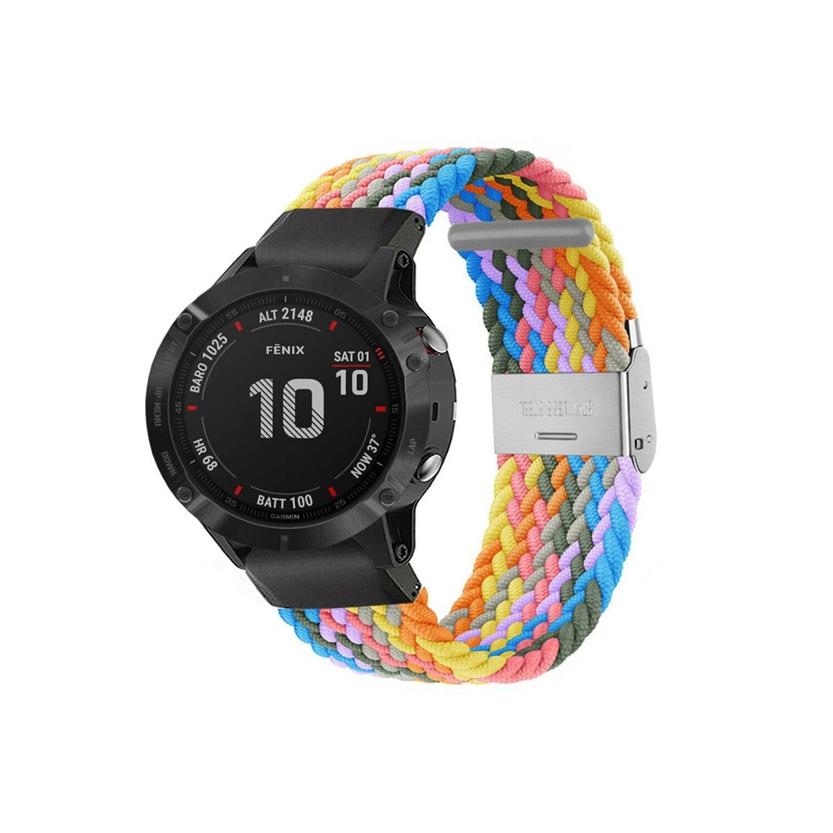 Flettet elastisk armbånd Garmin Fenix 6 - lightrainbow