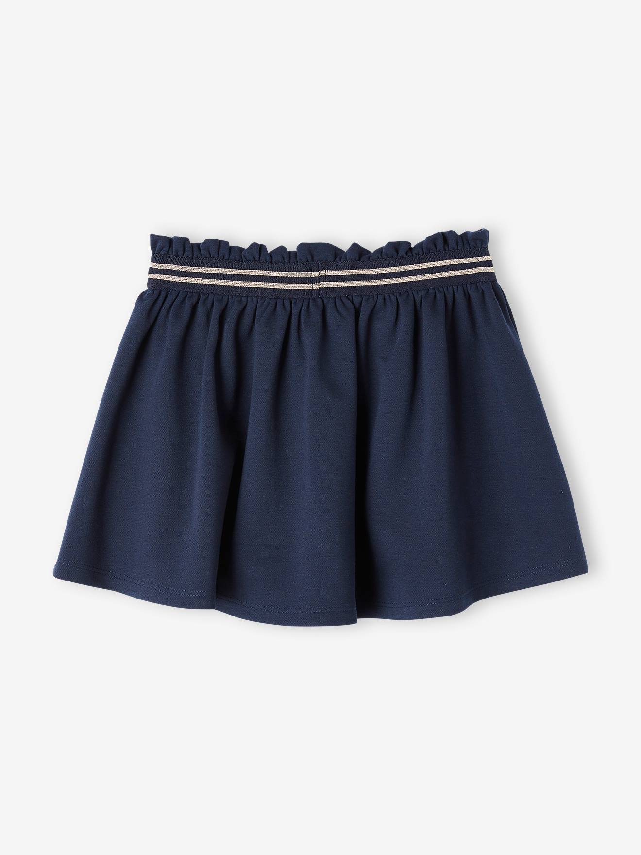 Saia Milano de malha estilo skater, azul-marinho lisa para meninas