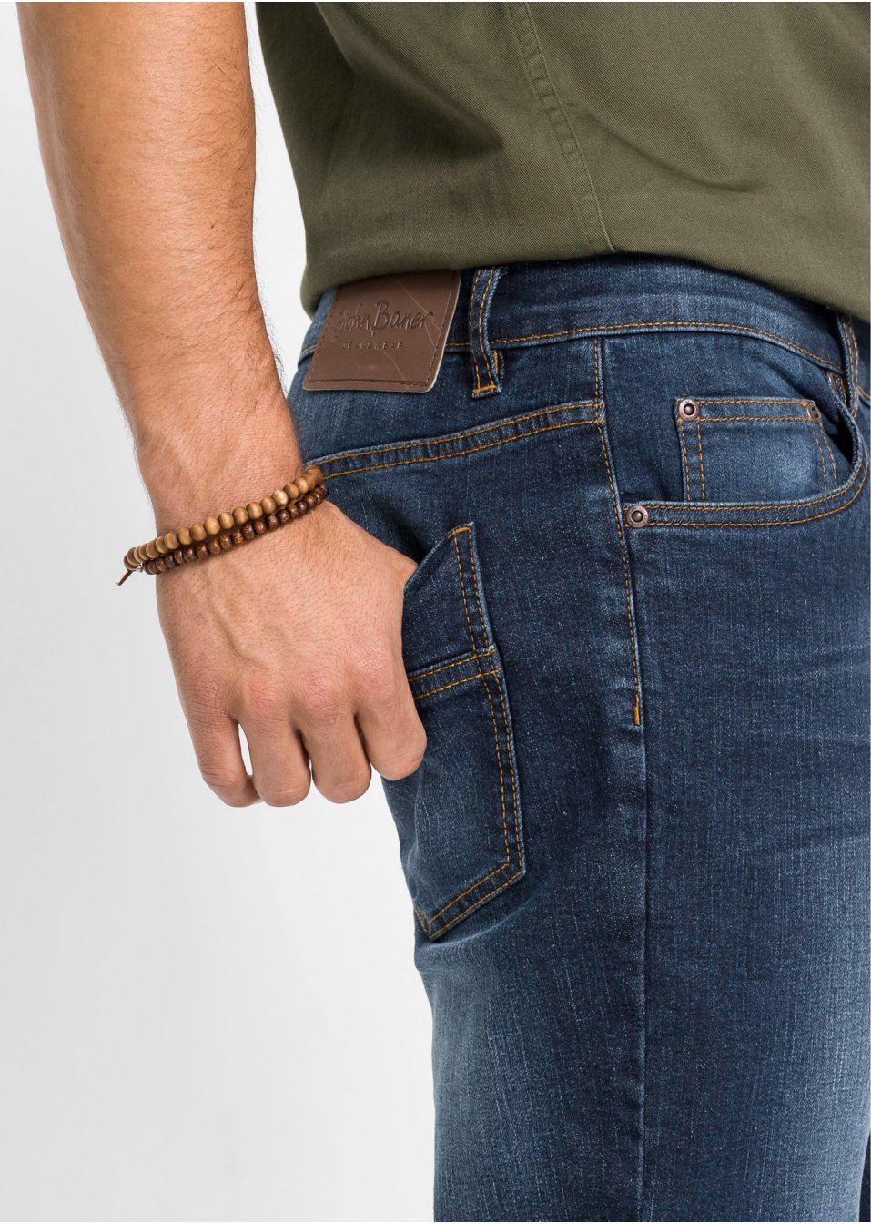 Jean extensible Regular Fit coupe confort pour le ventre, Tapered