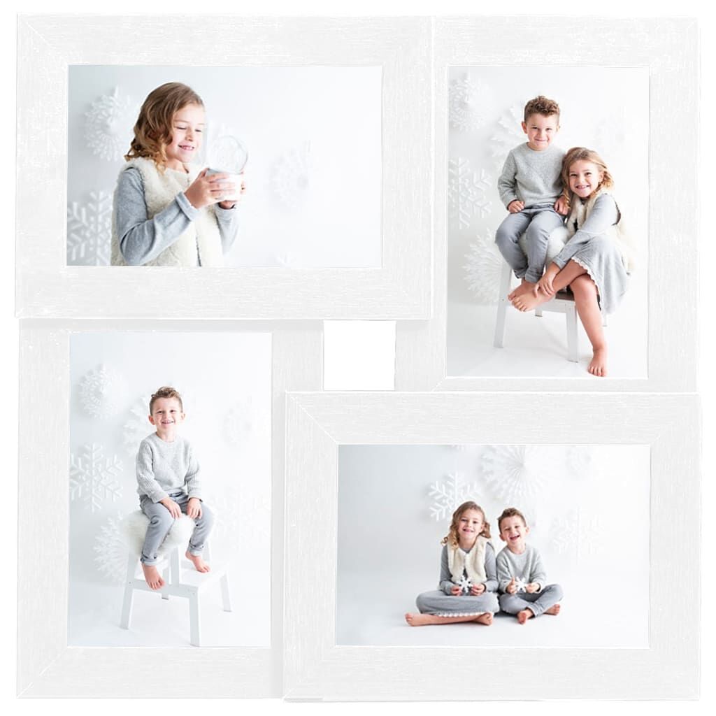 vidaXL 4-Fotolijst 10x15 cm Wit MDF
