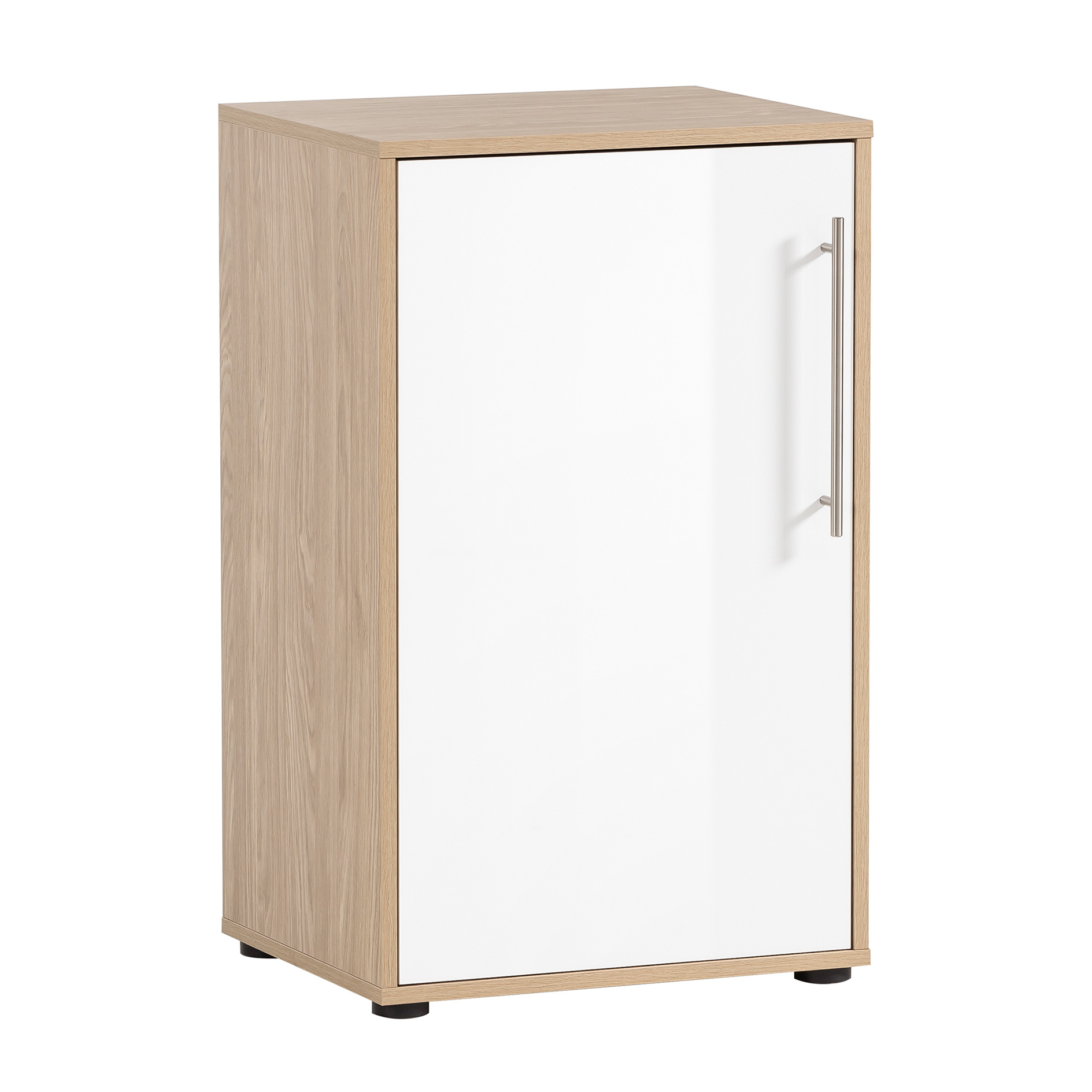 Aktenschrank - weiß Glanz - Eiche hell - 2 Fächer