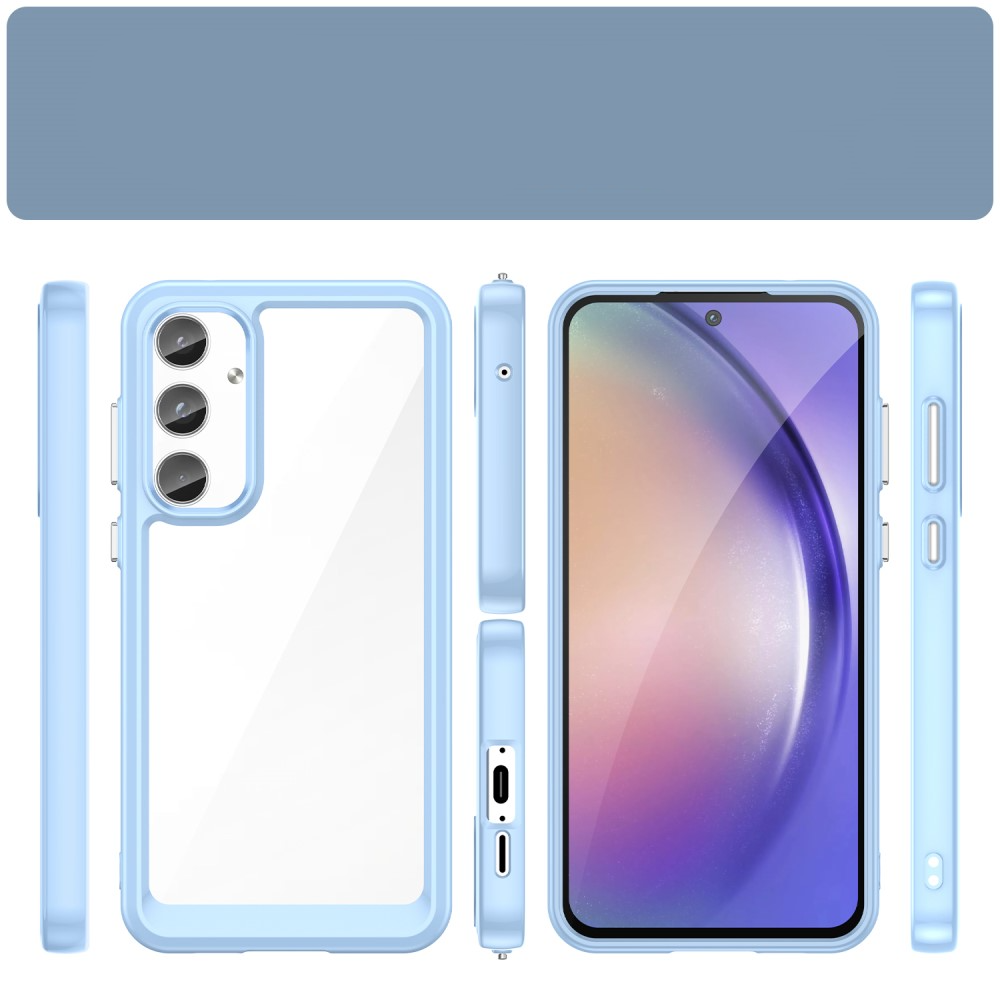 Samsung Galaxy A55 Hybrid Hülle TPU Bumper Acryl Rückseite - Transparent / Blau