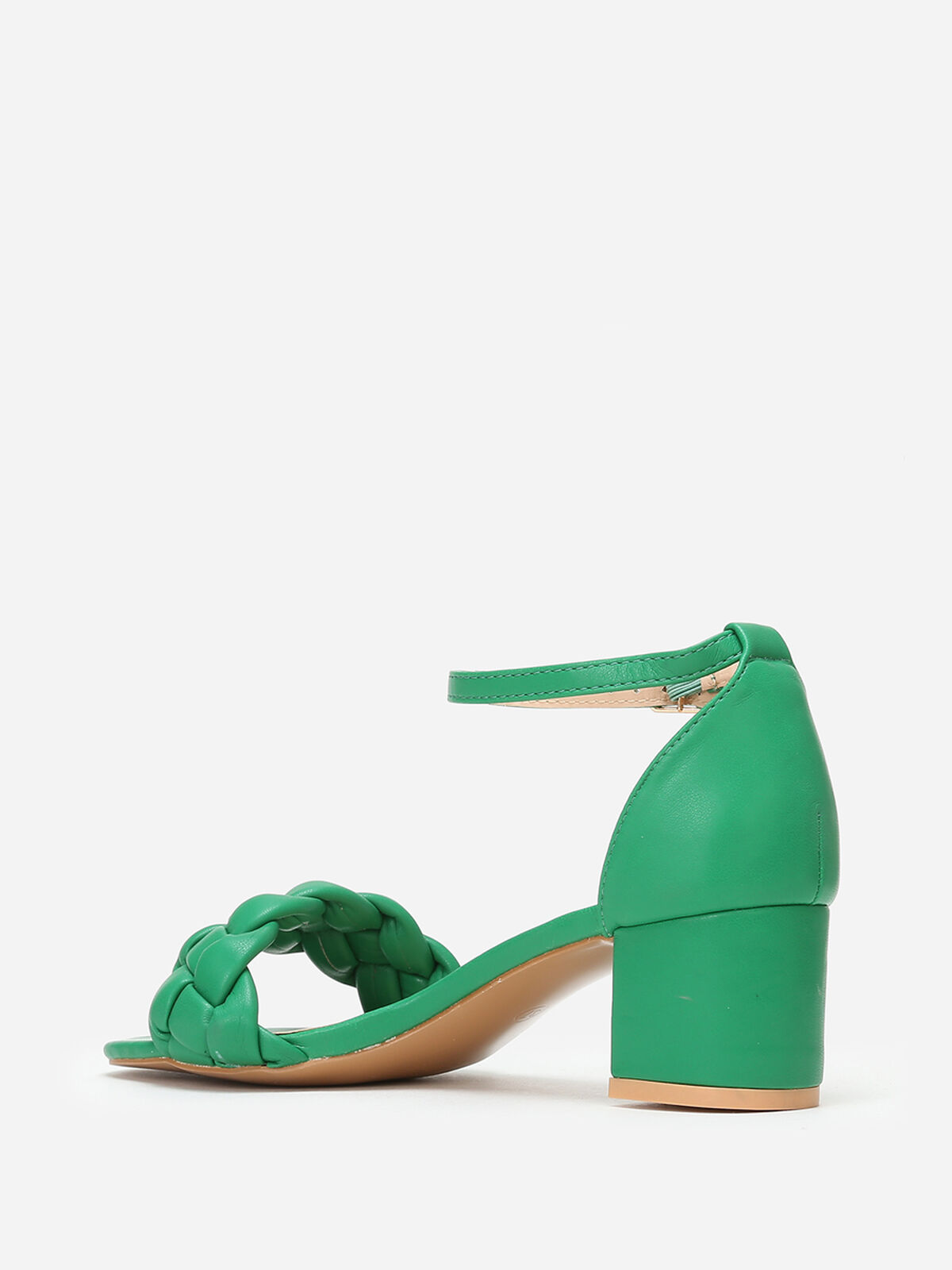 Sandales en simili à bride tressée- Vert