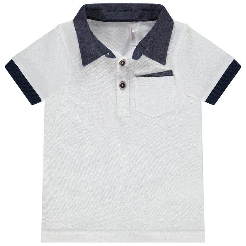 Polo manches courtes en coton piqué pour bébé garçon - Blanc
