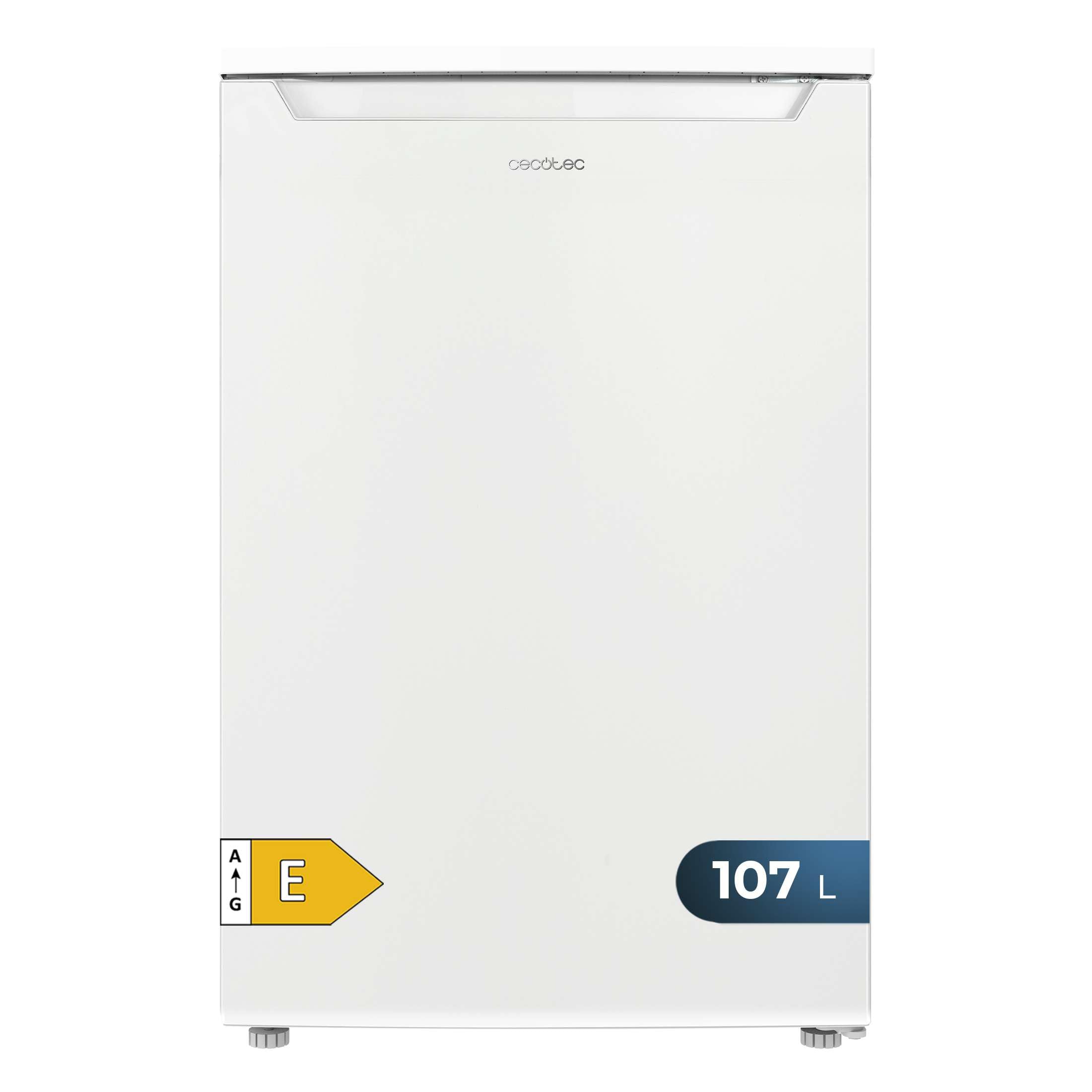 Cecotec Mini Réfrigérateur 107 L Bolero CoolMarket TT 107 White, Classe Énergétique E, Économie d'Énergie, Porte Réversible, Tiroir Congélateur, Faibl