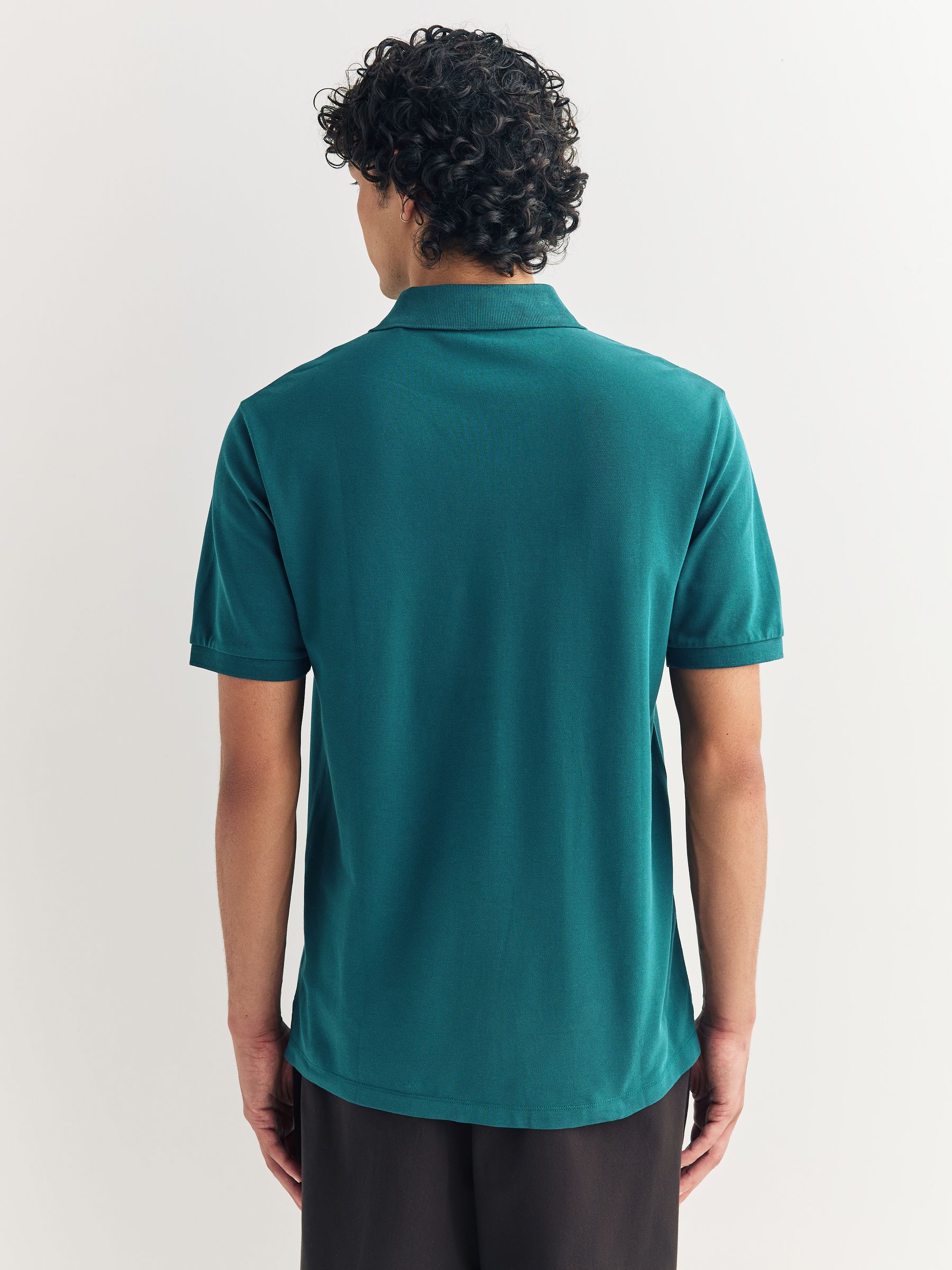 Blauwgroen - Normale Pasvorm - Long-Sleeve Pique Polo Shirt