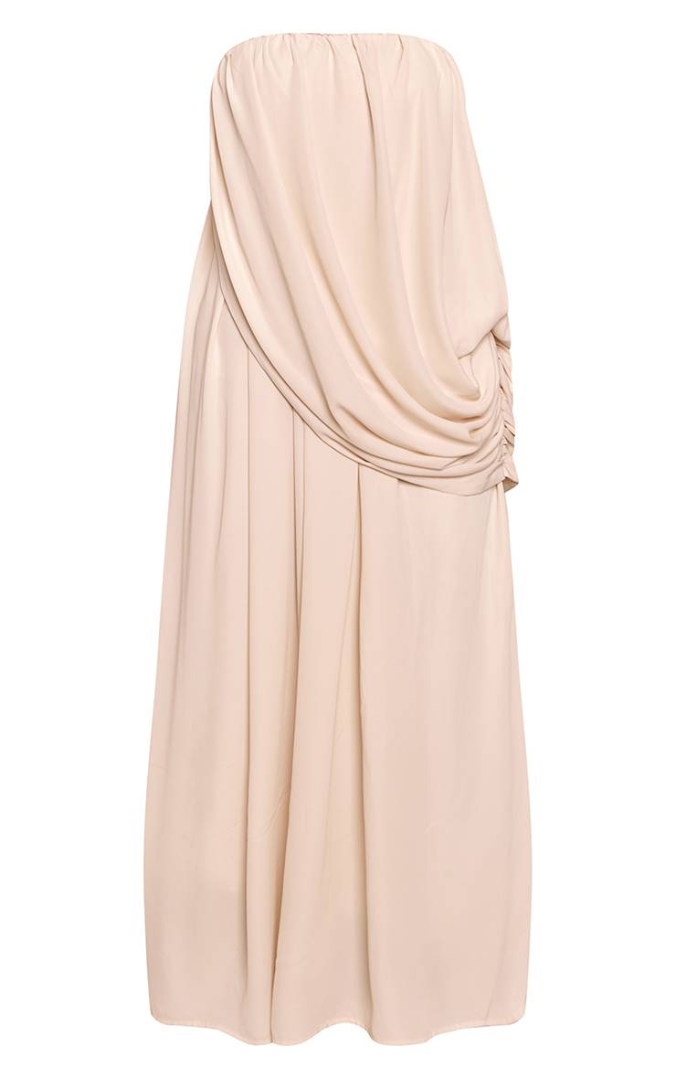 Crème Robe Mini Bandeau Drapée Avec Superposition Petite