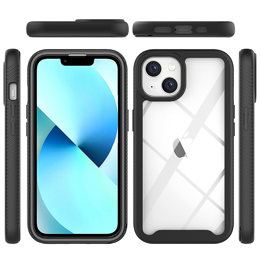 iPhone 14 Hybrid 2in1 Hülle Shock Proof   Acryl Rückseite - Schwarz