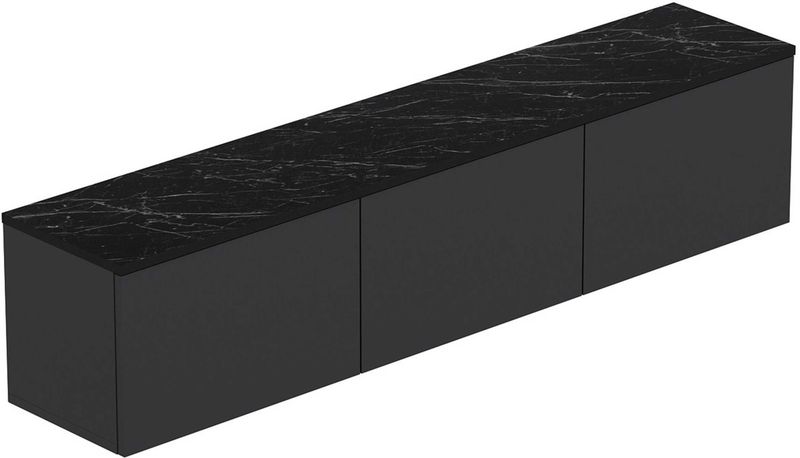 TV Meubel - Zwart - Hout - 160 cm Breed - 2 Opbergvakken