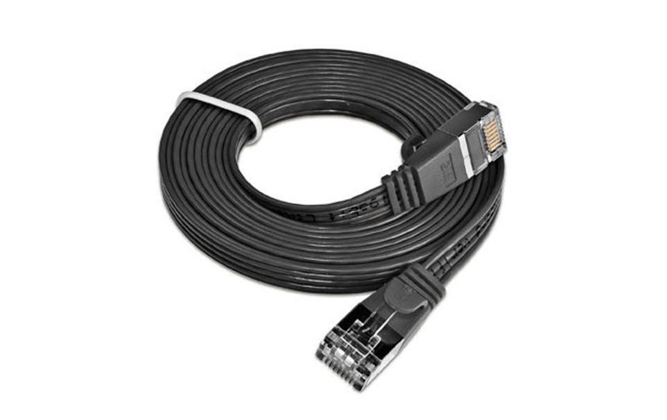 Slimpatchkabel RJ-45 - RJ-45, Cat 6, STP, 0.15 m, SchwarzGeschirmtes Twisted-Pair-Kabel (STP) mit Klinkenschutz