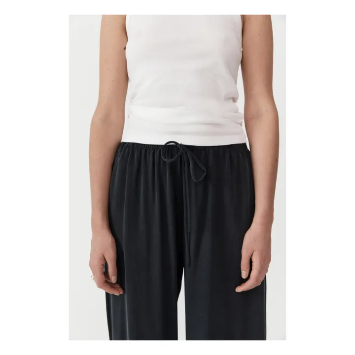 St Agni Pantalon Relaxed Soie | Noir
