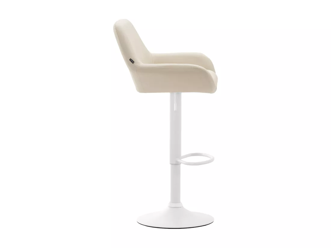 Lot de 2 Tabouret de bar - Similicuir (PVC) & Métal noir mat - Crème - Braga