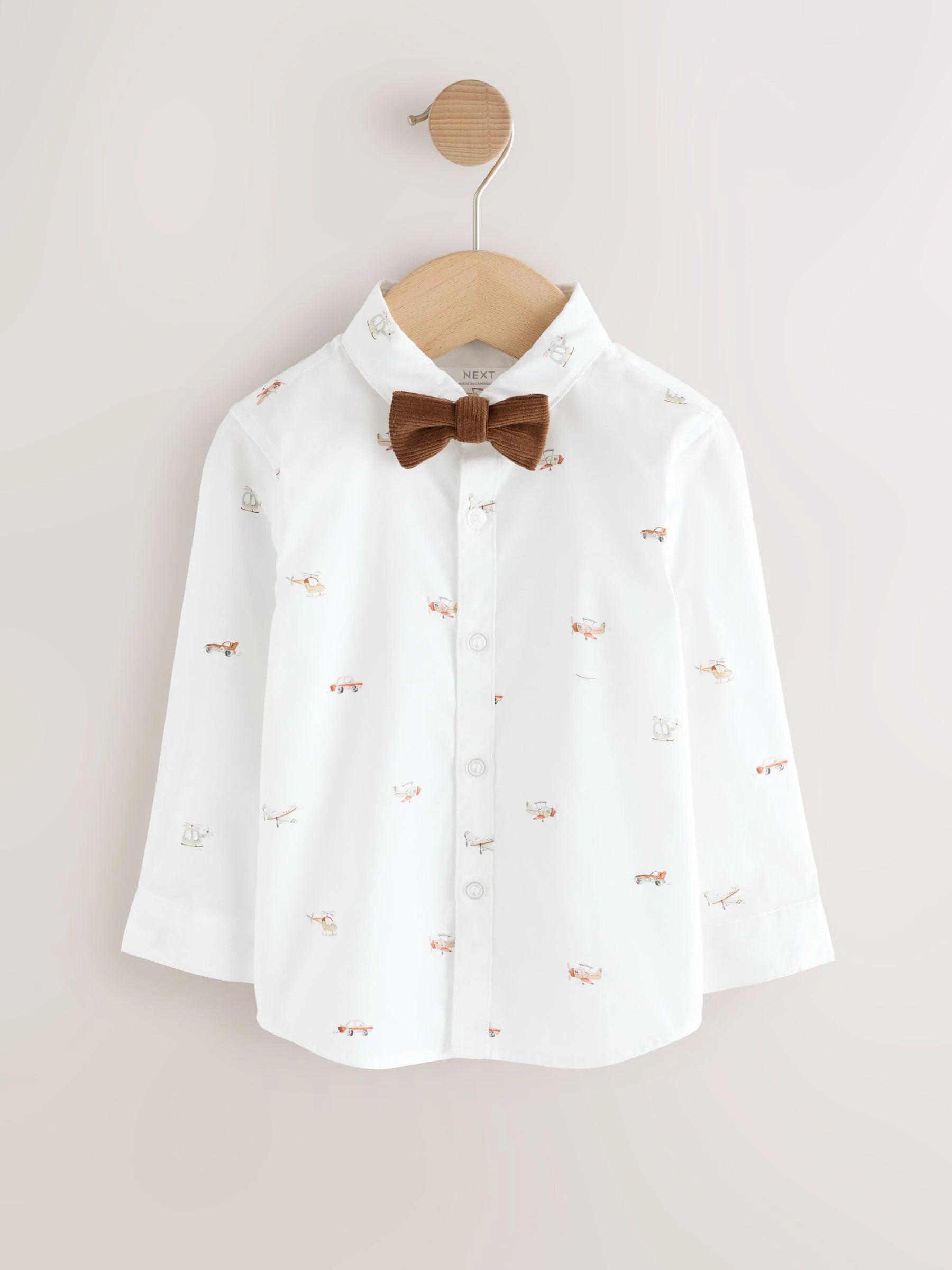 Transport all-over print - Set van overhemd, broek, bretels en vlinderdas (3mnd-9jr)