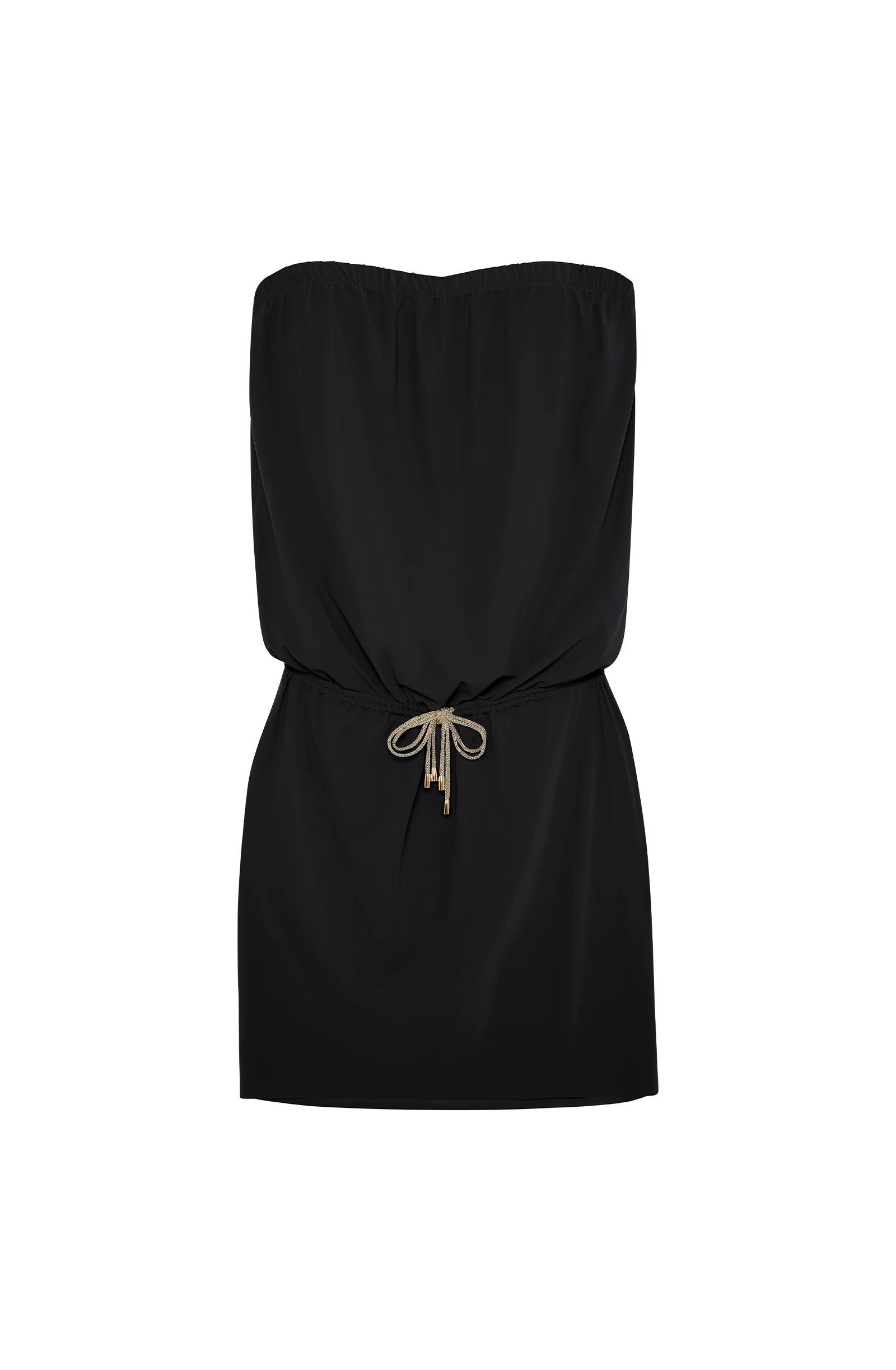 rojin Robe courte bandeau en voile extensible noire Noir