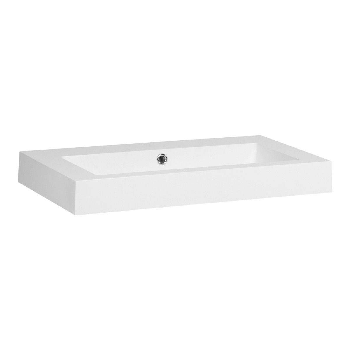 Brauer Solar Thick wastafel mineraalmarmer 80cm zonder kraangat wit glans