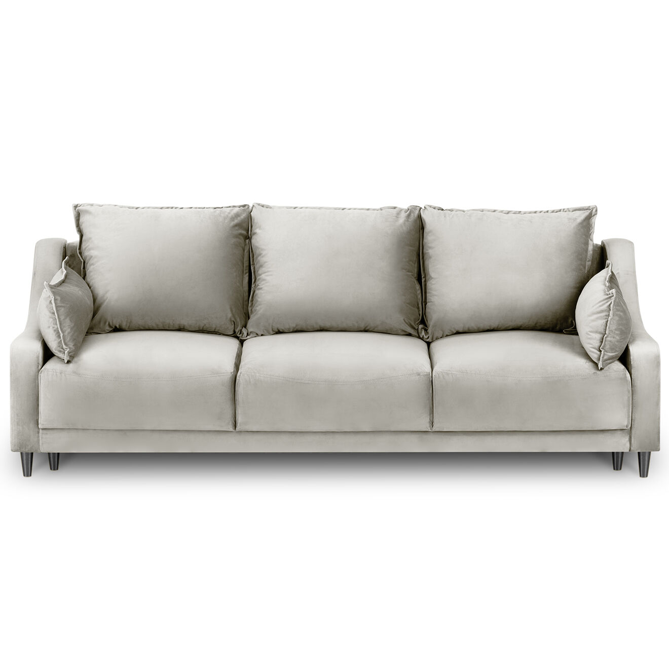 Mazzini Sofas Canapé Convertible avec Coffre en Velours Freesia beige - 215x94x90 cm