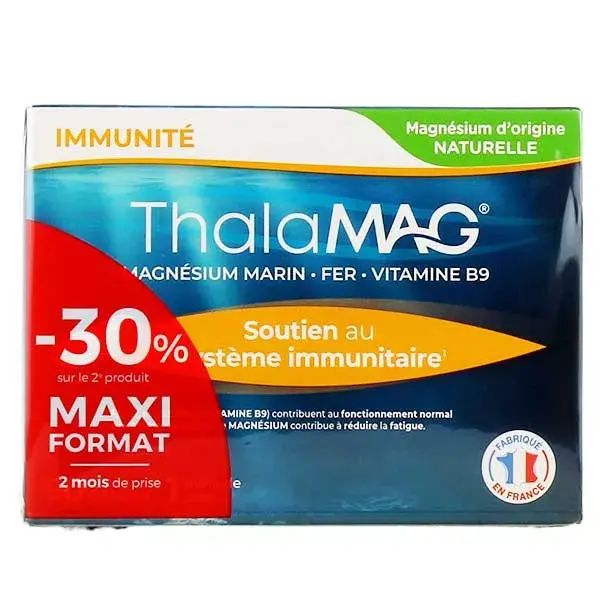 Thalamag Magnésio Marinho para Bem-Estar Físico e Mental, Pacote com 2 x 60 cápsulas