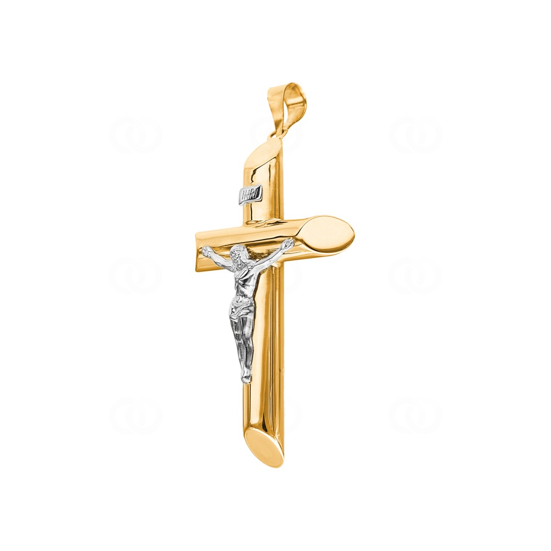 Anhänger 750/18 K Gelbgold Kreuz mit Jesus 50 x 30mm