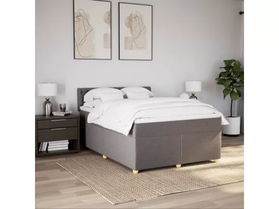 Sommier à lattes de lit avec matelas Taupe 140x190 cm Tissu