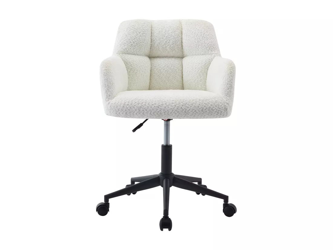 Chaise de bureau - Tissu bouclette - Blanc et noir - Hauteur réglable - PEGA de Pascal Morabito