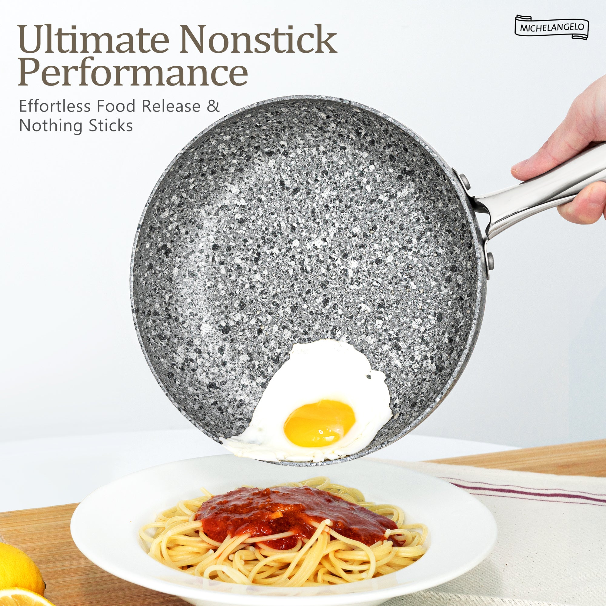 MICHELANGELO Frying Pan Set with Lid, 9.5