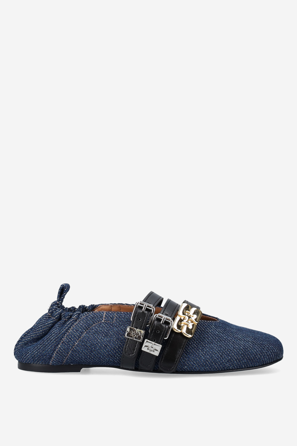 Sue triple denim fringed ballerinas