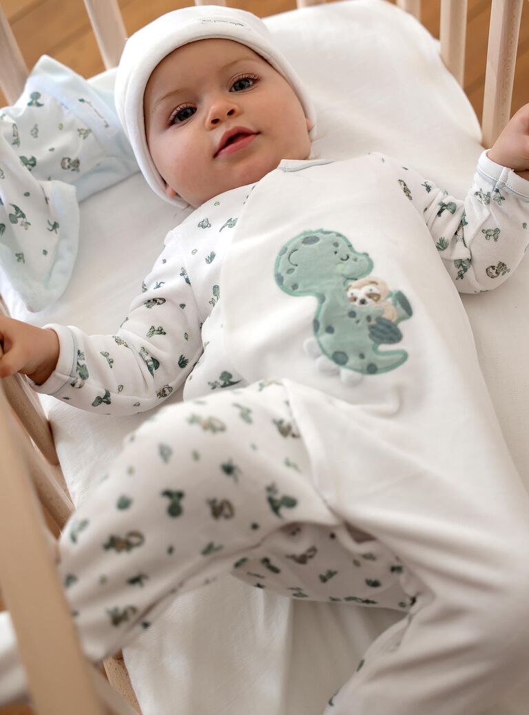 Pyjama et bonnet en velours écru