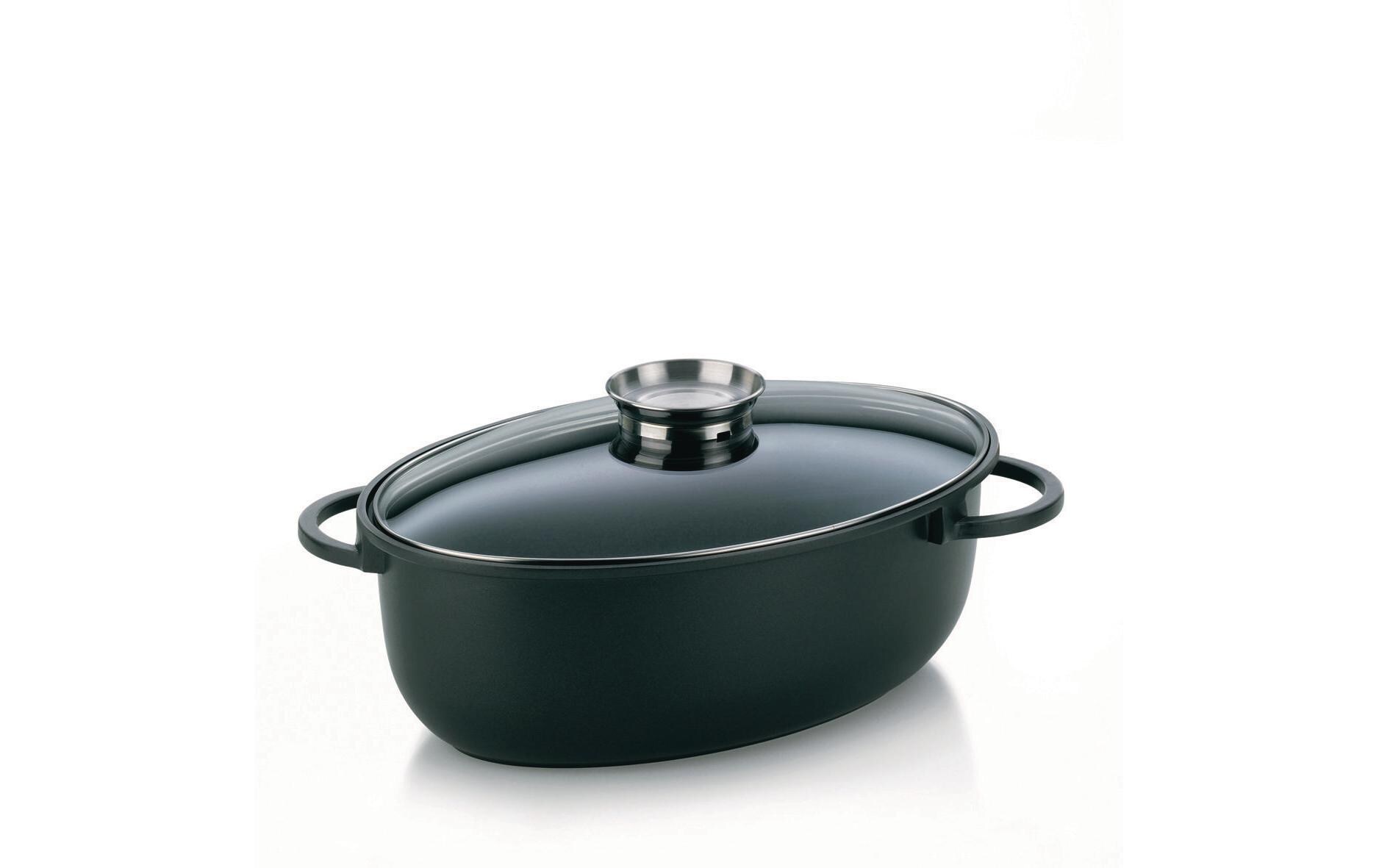 Bräter Kerros mit Deckel 45 x 28 cm, 8 lOvaler Aromabräter aus Aluguss