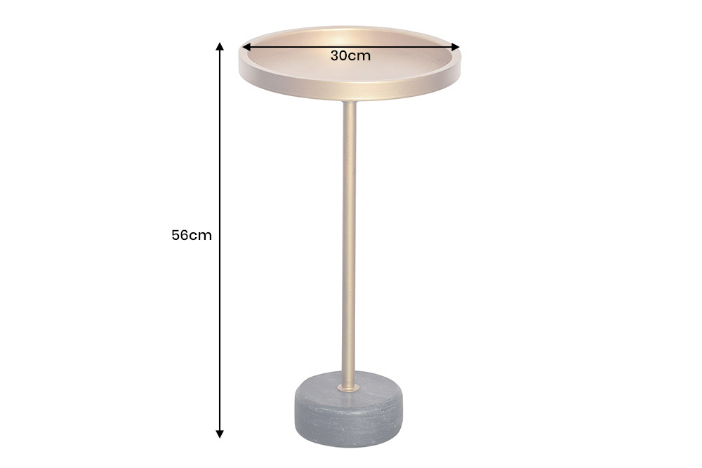 Runder Beistelltisch TRAYFUL 60cm gold Eisen schwarzer Marmorfuß handmade