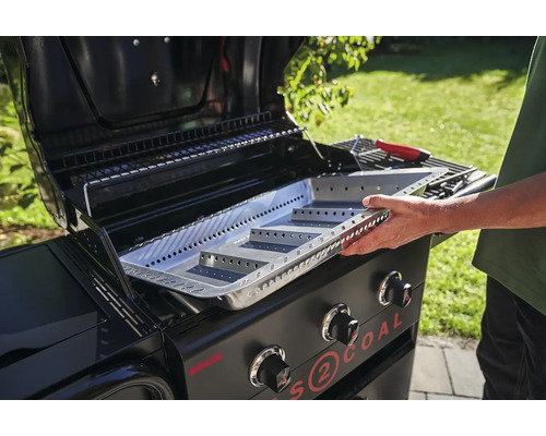 Char-Broil Gas2Coal S. Ed. 3 hybride grill, zwart, inclusief 3 branders + infraroodbrander, dekselthermometer, planchaplaat, krachtige hittezone, geïntegreerde flesopener