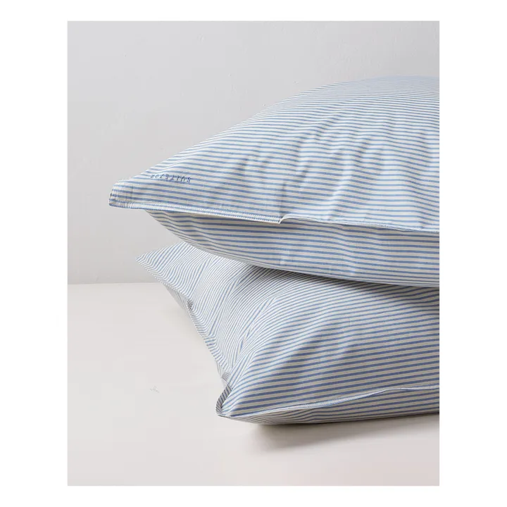 Suite 702 Taie d'oreiller Striped en Coton Bio - Set de 2 | Bleu