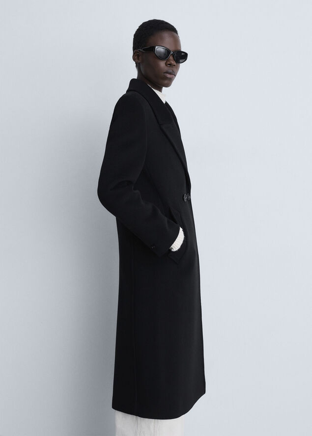 MANGO Lapels wool coat Black