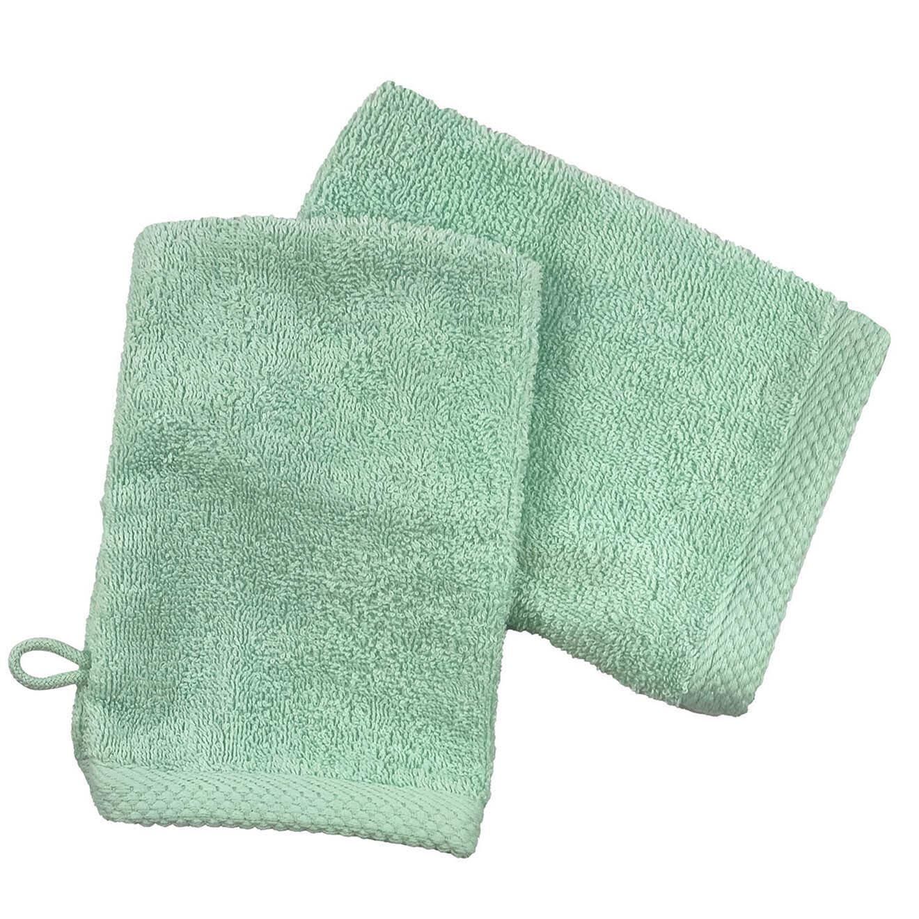 Soft by Perle de Coton 2 Gants de toilette menthe - 16x21 cm