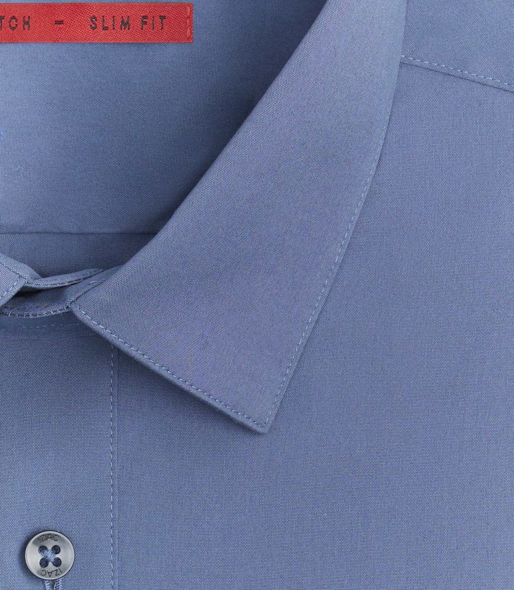 Chemise coton stretch slim bleu vintage 