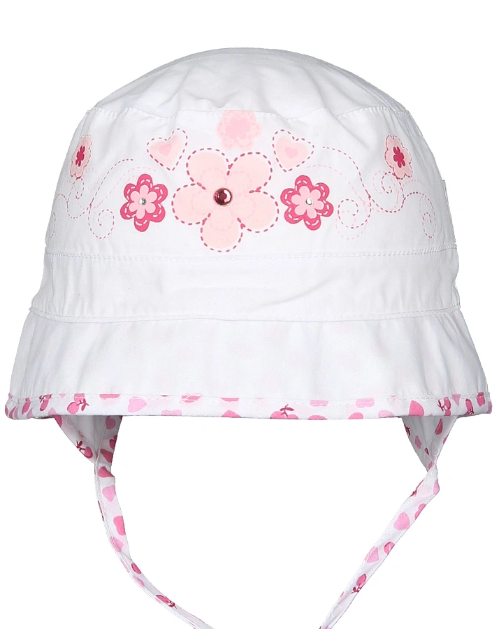 Häubchen SOMMERHERZ mit Strasssteinen in weiß/rosa