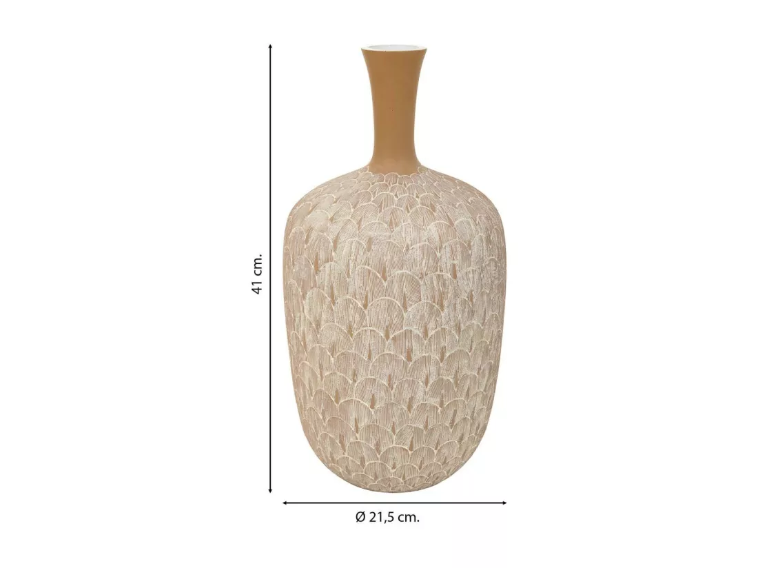 Vase en polyrésine blanche 21,5x21,5x41h