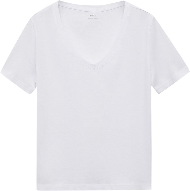 MANGO Short-sleeved cotton t-shirt White