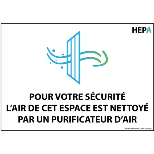 Panneau signalétique - Air filtré par HEPA - 150 x 210 mm - Vinyle
